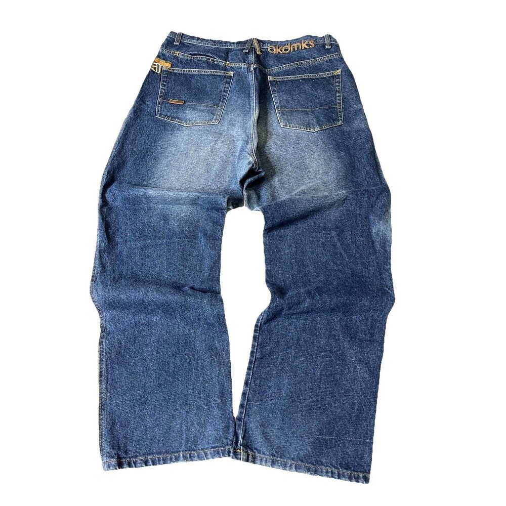 AkDMKS Y2K Vintage Wide Leg Baggy Streetwear Denim Jeans Akademiks 38x32